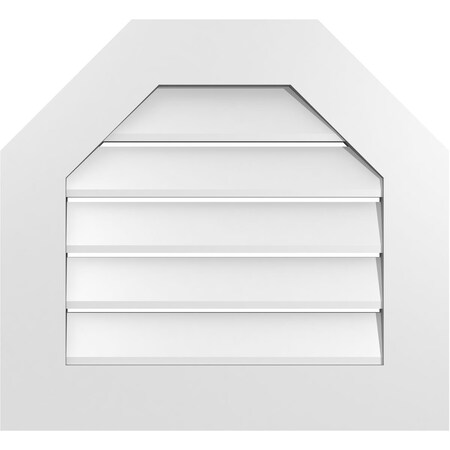 Ekena Millwork Octagonal Top Surface Mount PVC Gable Vent: Functional, w/ 3-1/2"W x 1"P Standard Frame, 24"W x 22"H GVPOT24X2201SF